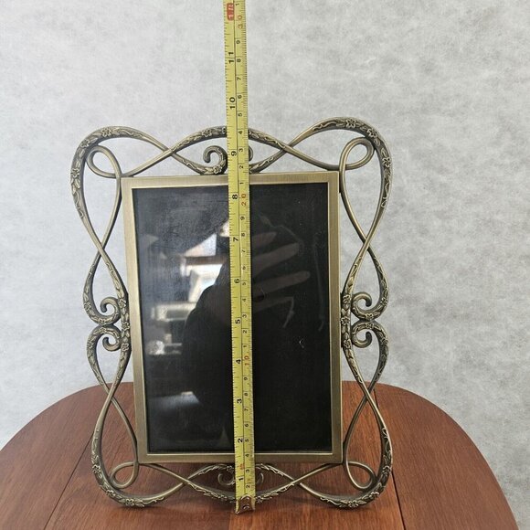 VINTAGE Bronze Gold Tone Metal Floral Ornate Picture Frame 5x7" Rounded Corners‎ - Picture 4 of 8